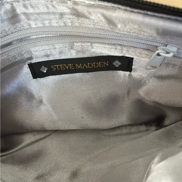 Steve Madden Formal Black Wristlet Clutch Purse with Rose Shaped Embellishments - Picture 5 of 5